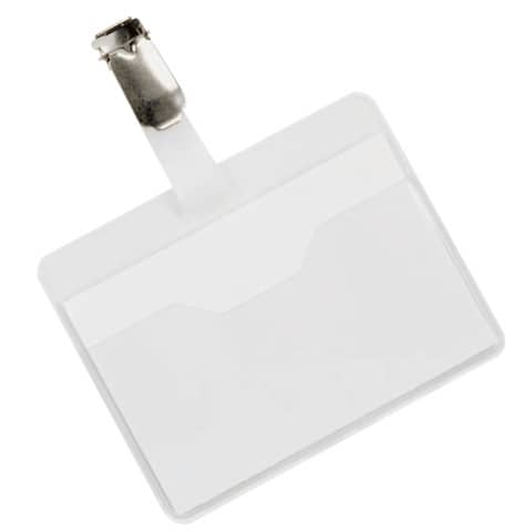 Portabadge Q-Connect plastica 90x60 mm con clip Visitor badge apertura superiore - conf. da 25 - KF01560